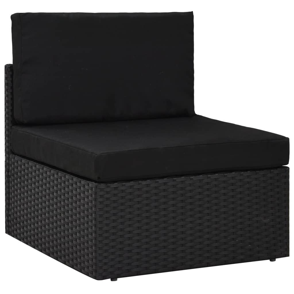 6-tlg. Garten-Lounge-Set Poly Rattan Schwarz