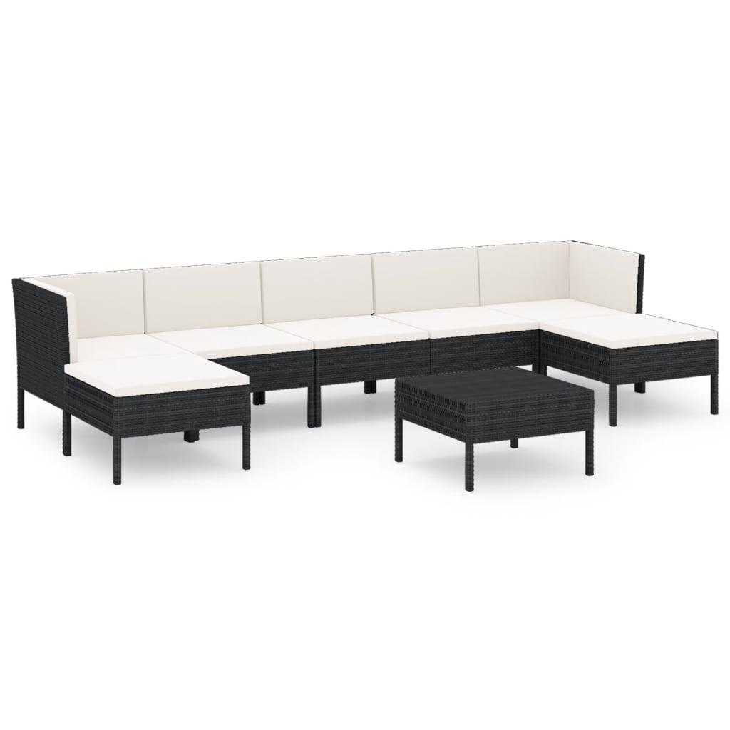 8-tlg. Garten-Lounge-Set mit Auflagen Poly Rattan Schwarz - Pazzar.ch