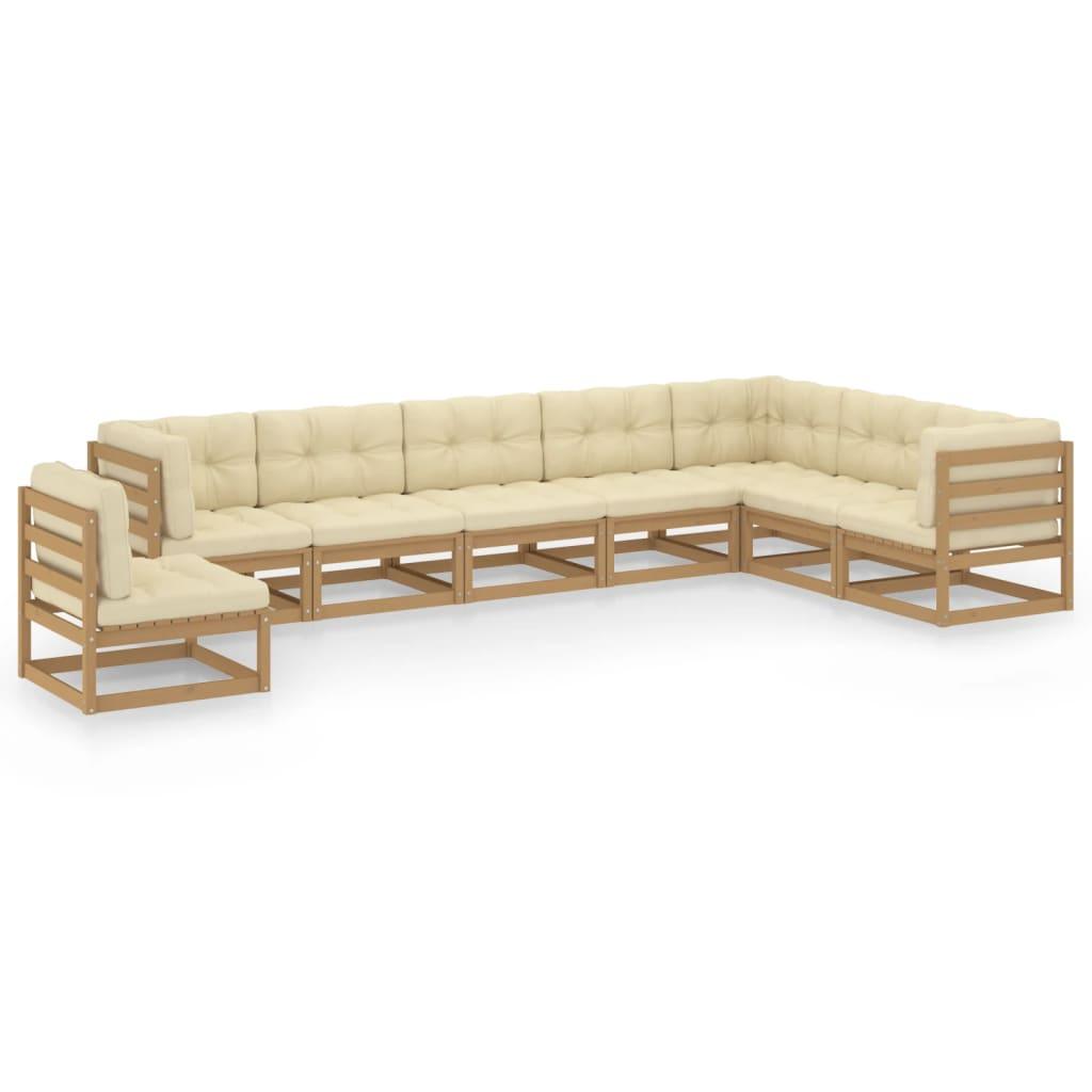 8-tlg Garten-Lounge-Set mit Kissen Honigbraun Massivholz Kiefer - Pazzar.ch