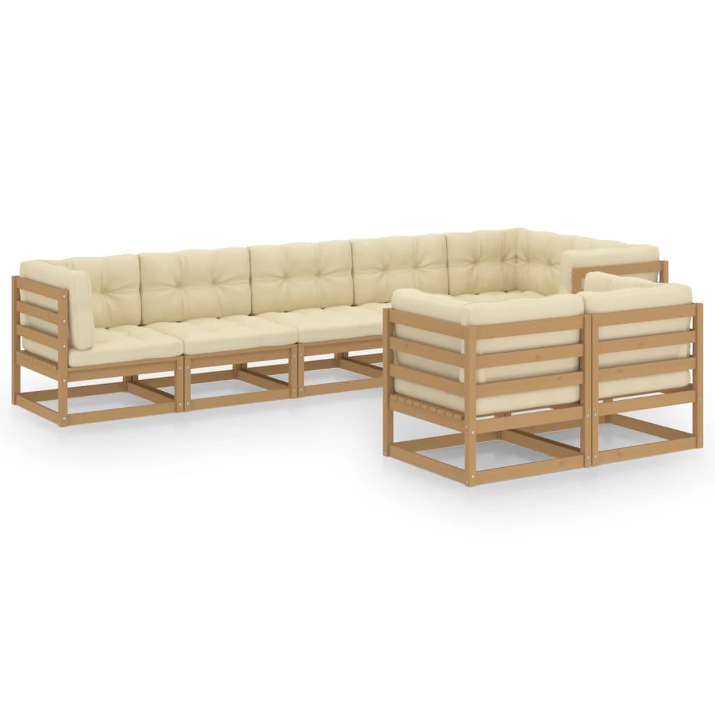 8-tlg. Garten-Lounge-Set mit Kissen Massivholz Kiefer - Pazzar.ch