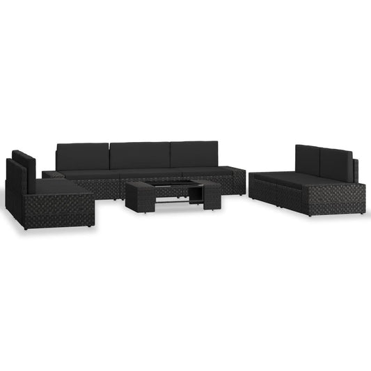 8-tlg. Garten-Lounge-Set Poly Rattan Schwarz - Pazzar.ch