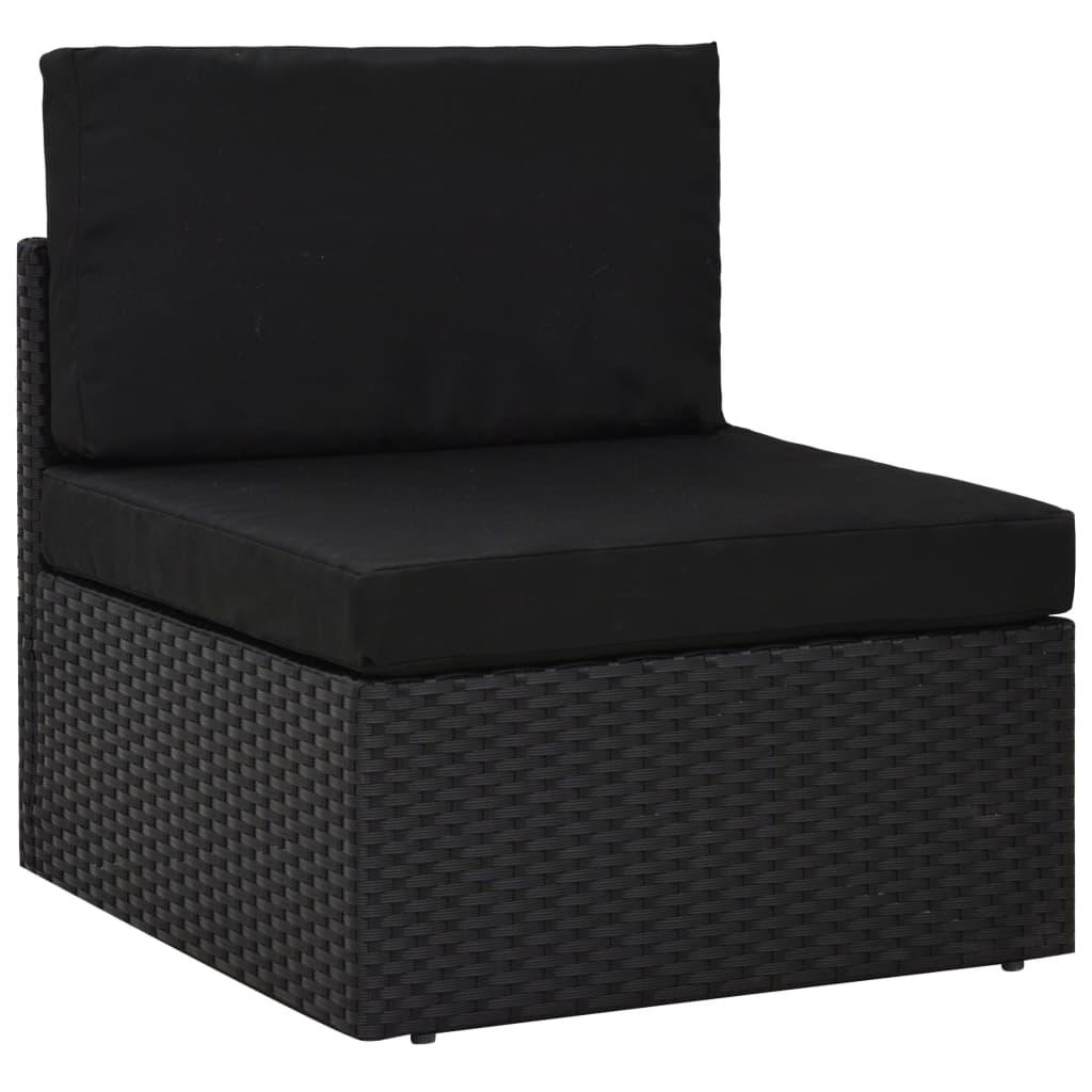 9-tlg. Garten-Lounge-Set mit Kissen Schwarz Poly Rattan - Pazzar.ch