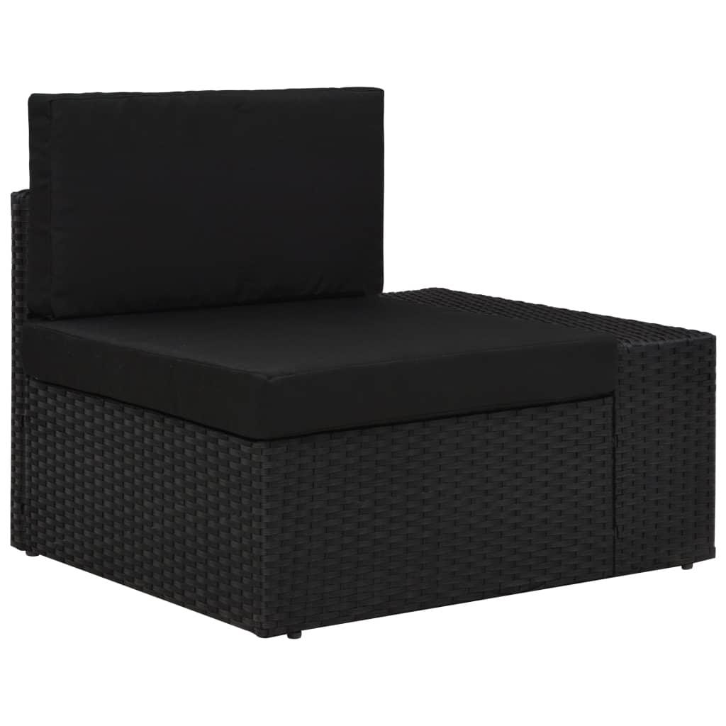 9-tlg. Garten-Lounge-Set mit Kissen Schwarz Poly Rattan - Pazzar.ch