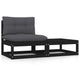 2-tlg. Garten-Lounge-Set mit Kissen Schwarz Kiefer Massivholz