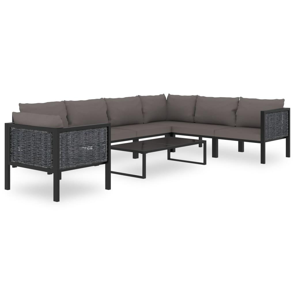 Sofa-Mittelelement mit Kissen Poly Rattan Anthrazit - Pazzar.ch