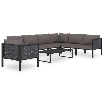 Sofa-Mittelelement mit Kissen Poly Rattan Anthrazit - Pazzar.ch