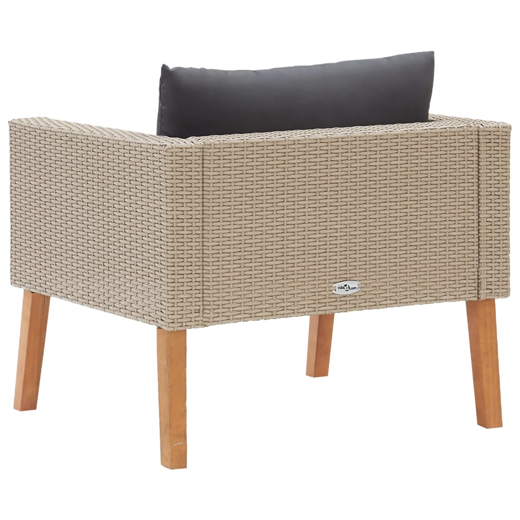 1-Sitzer-Gartensofa mit Auflagen Poly Rattan Beige - Pazzar.ch