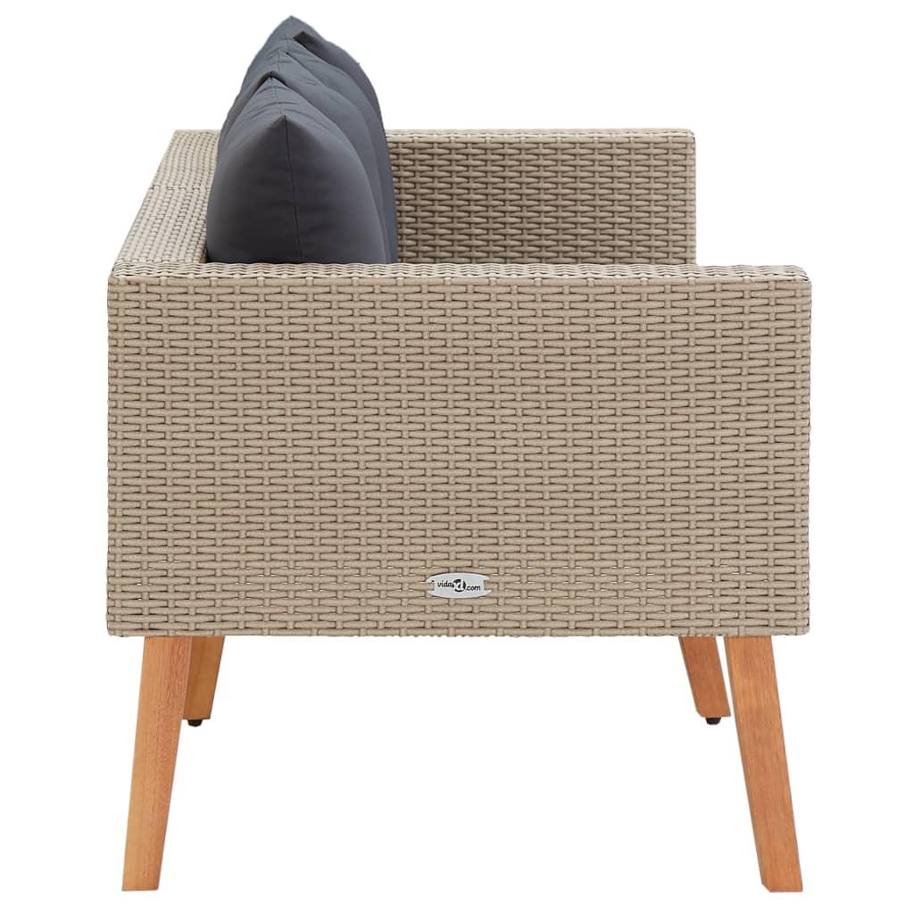 2-Sitzer-Gartensofa mit Auflagen Poly Rattan Beige - Pazzar.ch