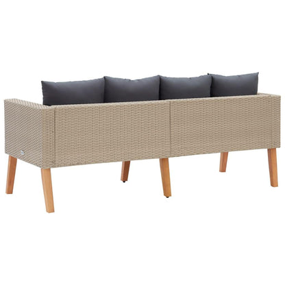 2-Sitzer-Gartensofa mit Auflagen Poly Rattan Beige - Pazzar.ch