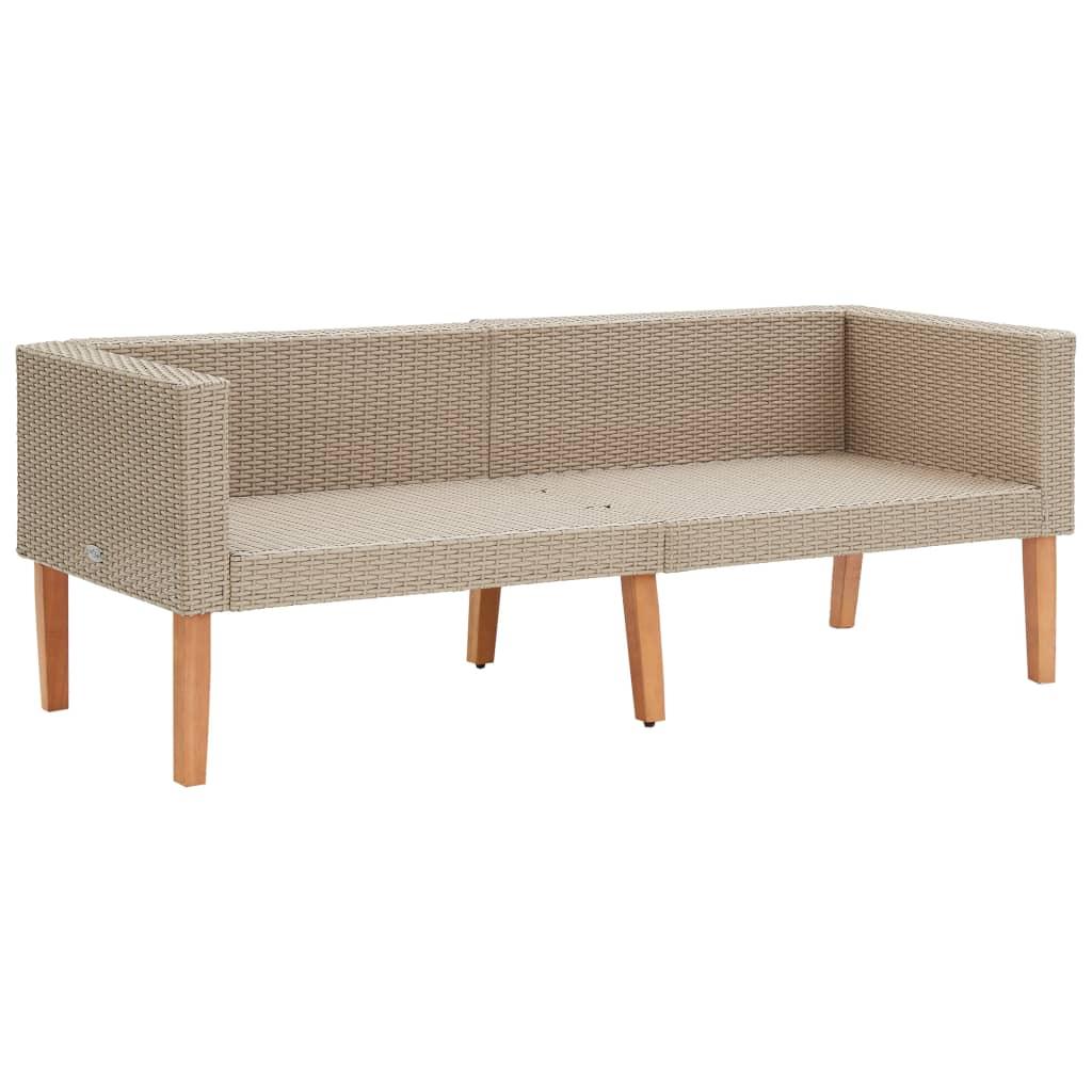 2-Sitzer-Gartensofa mit Auflagen Poly Rattan Beige - Pazzar.ch