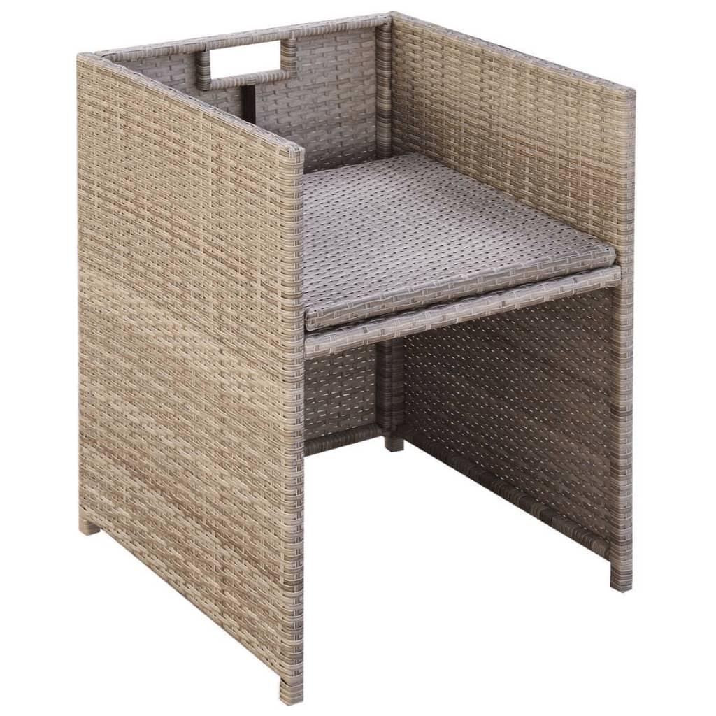 Gartenstühle 2 Stk. mit Polstern und Kissen Poly Rattan Beige - Pazzar.ch