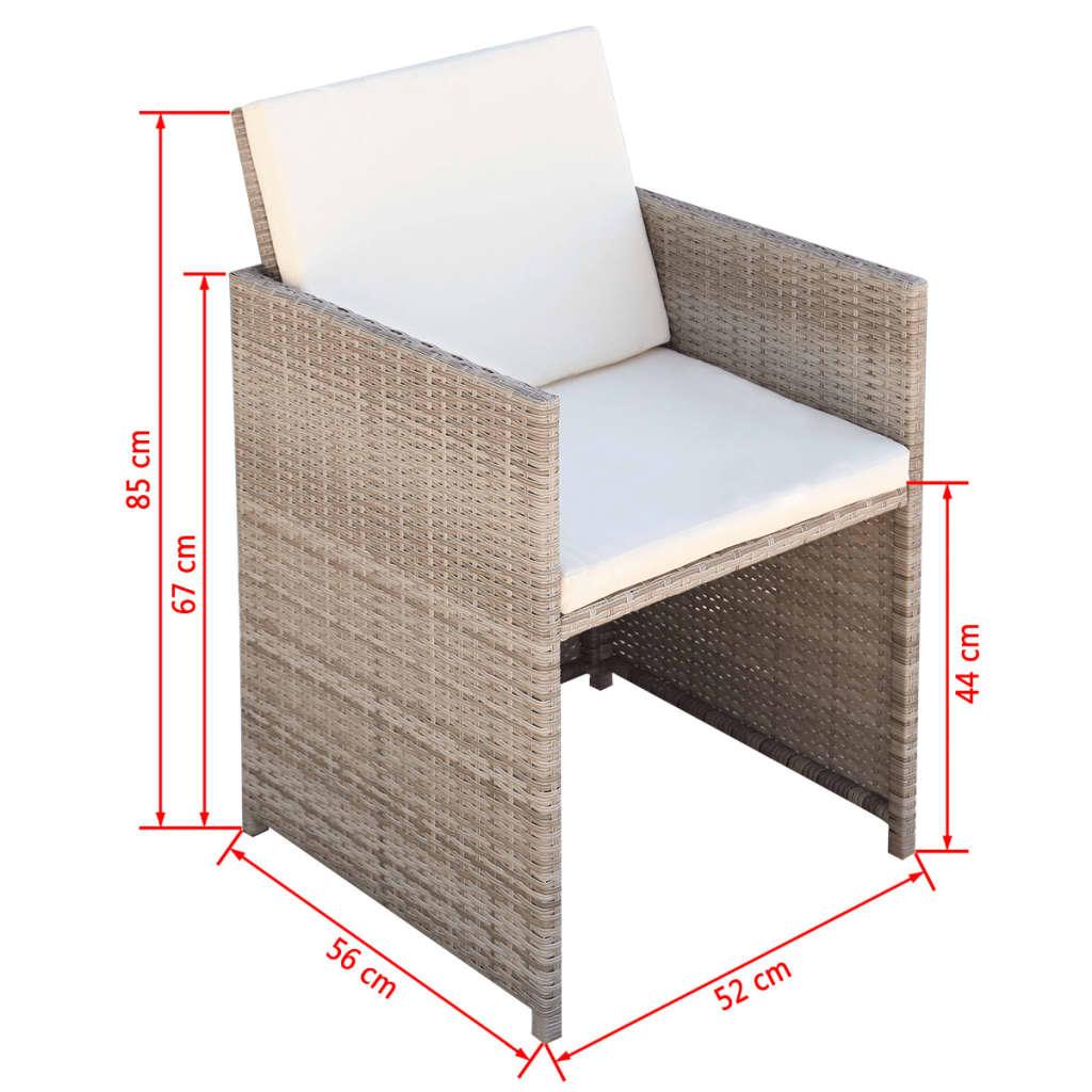 Gartenstühle 2 Stk. mit Polstern und Kissen Poly Rattan Beige