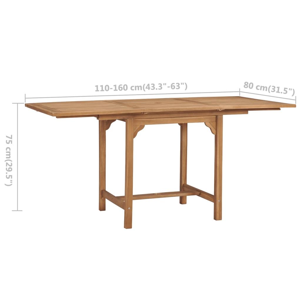 Gartentisch Ausziehbar (110-160)x80x75 cm Massivholz Teak