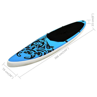 Aufblasbares Stand Up Paddle Board Set 366x76x15 cm Blau - Pazzar.ch