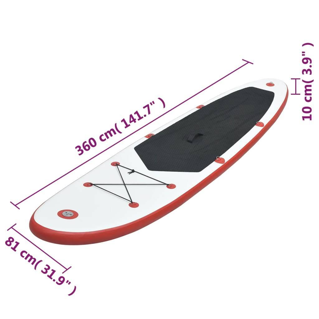 Stand Up Paddle Surfboard SUP Aufblasbar Rot und Weiß - Pazzar.ch