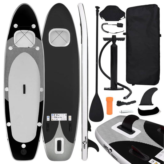 SUP-Board-Set Aufblasbar Schwarz 300x76x10 cm - Pazzar.ch