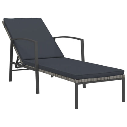 Sonnenliegen 2 Stk. mit Tisch Poly Rattan Grau - Pazzar.ch