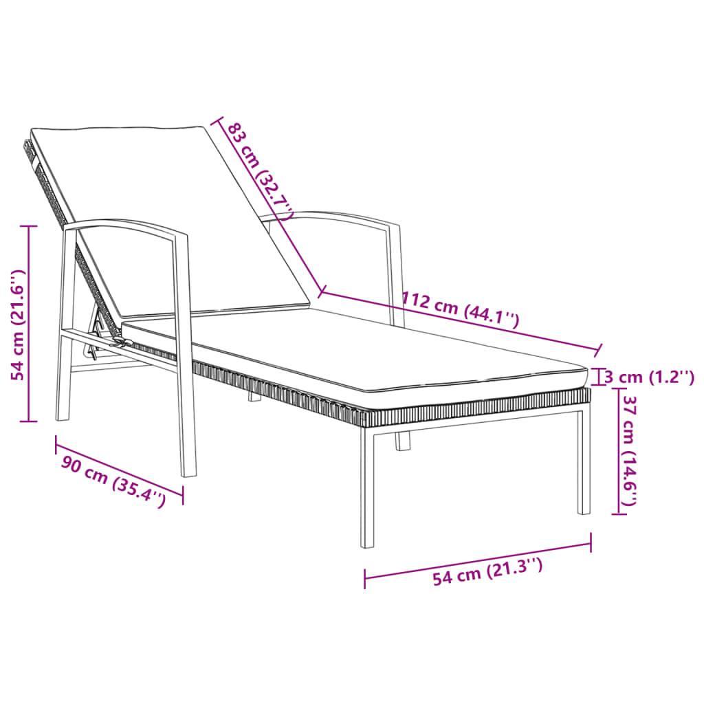 Sonnenliegen 2 Stk. mit Tisch Poly Rattan Grau - Pazzar.ch