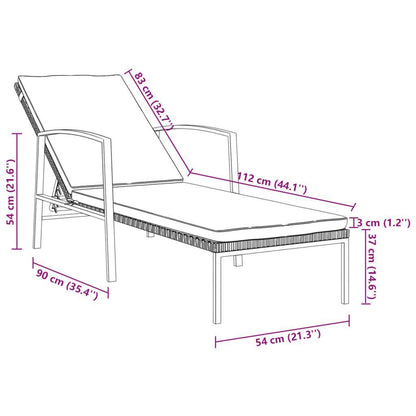 Sonnenliegen 2 Stk. mit Tisch Poly Rattan Grau - Pazzar.ch