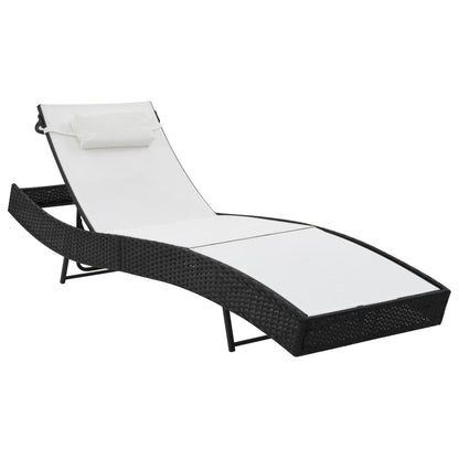 Sonnenliegen 2 Stk. mit Tisch Poly Rattan und Textilene Schwarz - Pazzar.ch