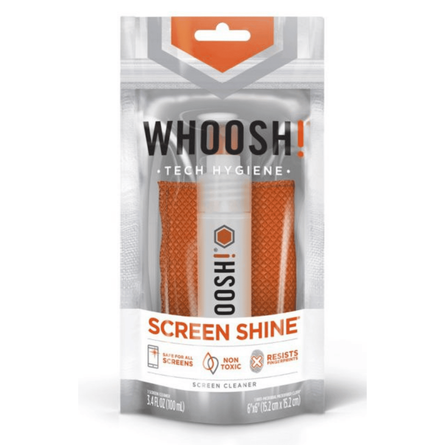 WHOOSH - Smartphone & Tablet Display Reinigungsmittel 1x 100ml Spray Screen Shine Go XL / 1x Mikrofasertuch - Pazzar.ch