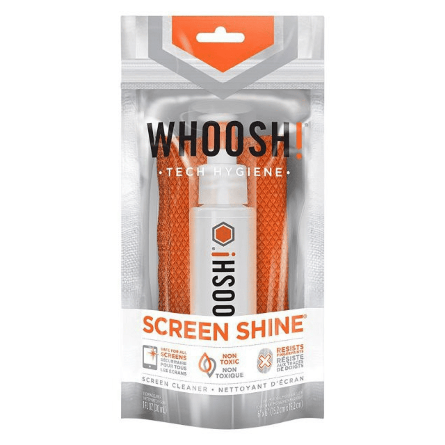 WHOOSH - Smartphone & Tablet Display Reinigungsmittel 1x 30ml Spray Screen Shine Go / 1x Mikrofasertuch - Pazzar.ch