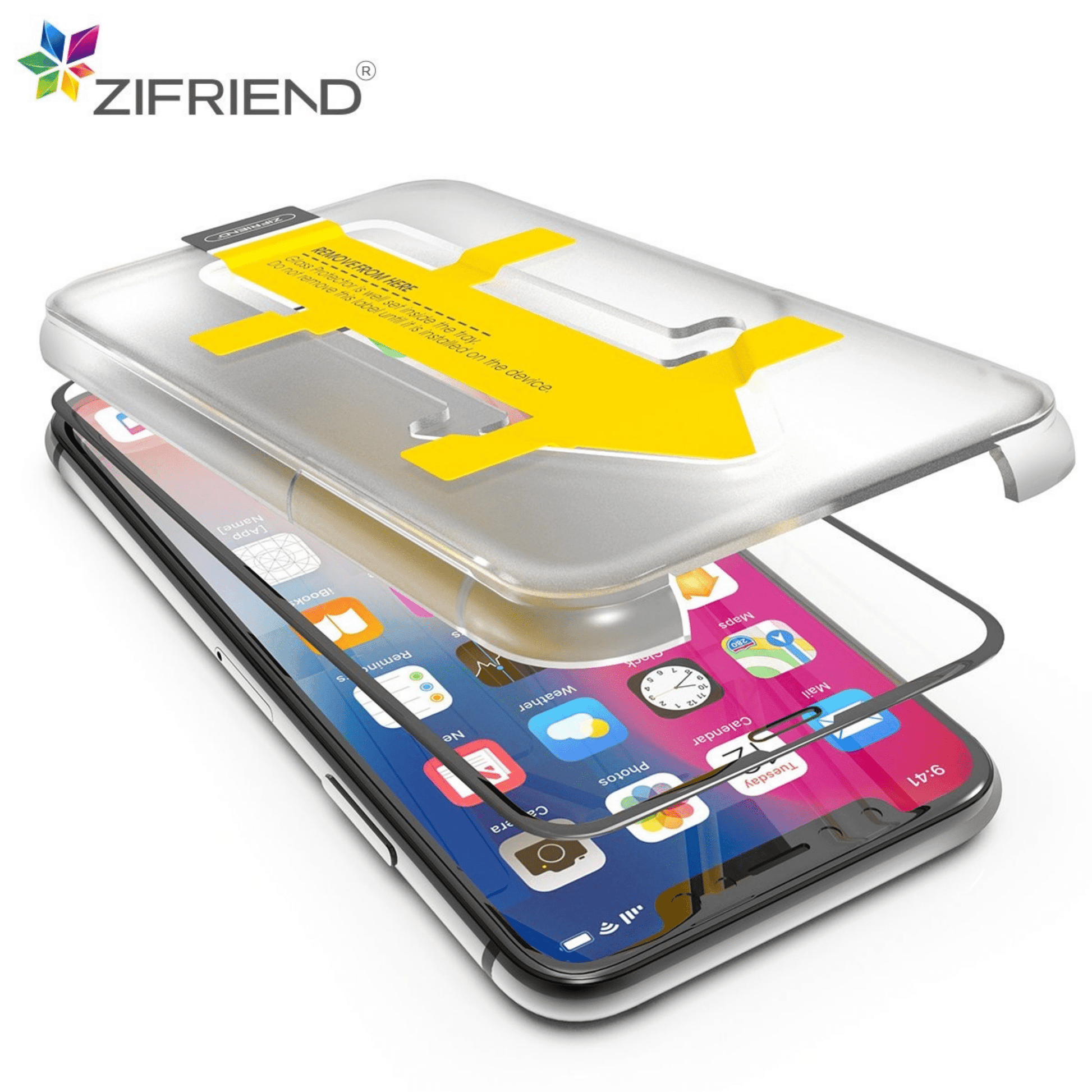 ZIFRIEND - iPhone XS / iPhone X Japanisches Asahi Displayschutz Glas mit Installationsrahmen (Easy APP) - Transparent