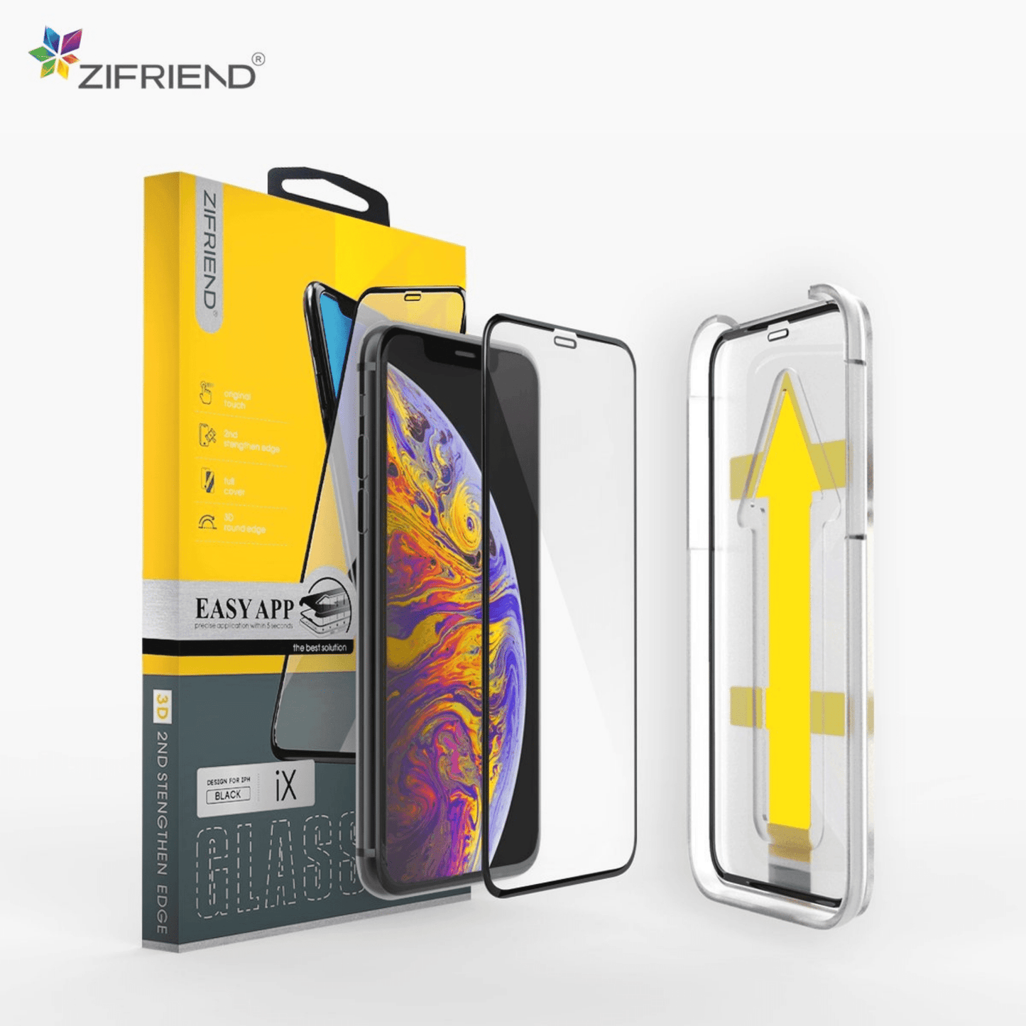 ZIFRIEND - iPhone XS / iPhone X Japanisches Asahi Displayschutz Glas mit Installationsrahmen (Easy APP) - Transparent - Pazzar.ch