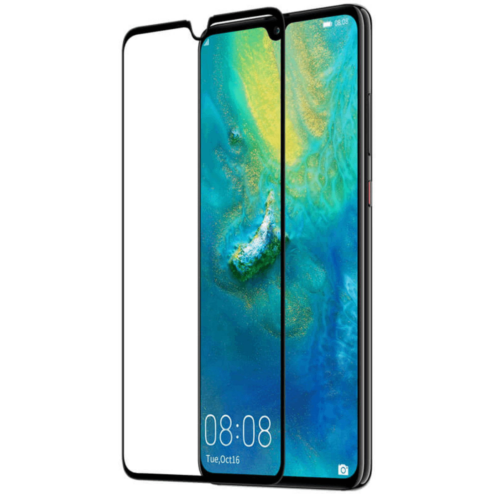 Huawei Mate 20 Panzerglas Displayschutzglas mit Rahmen - Schwarz