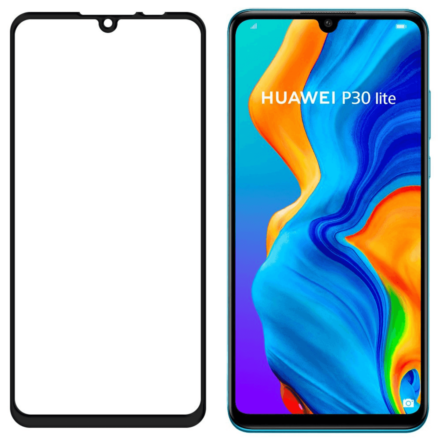 Wozinsky - Huawei P30 Lite Panzerglas Full-Screen 3D Vollbild Displayschutzglas Rahmen - Schwarz - Pazzar.ch