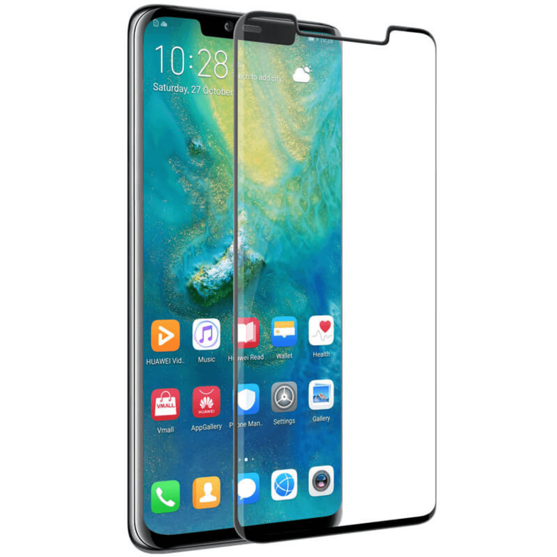 Huawei Mate 20 Pro Panzerglas Displayschutzglas Case Friendly mit Rahmen - Schwarz