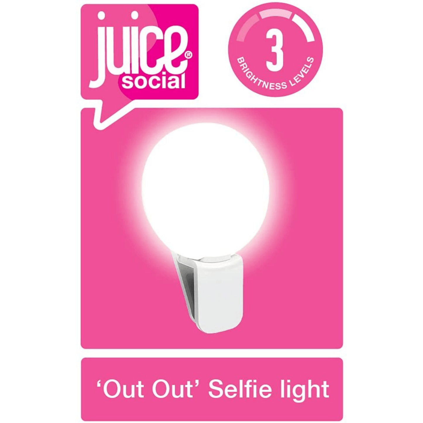 Juice - Mini Selfie Licht mit 3 Helligkeitsstufen, klemmbar an alle Smartphones - Weiss - Pazzar.ch