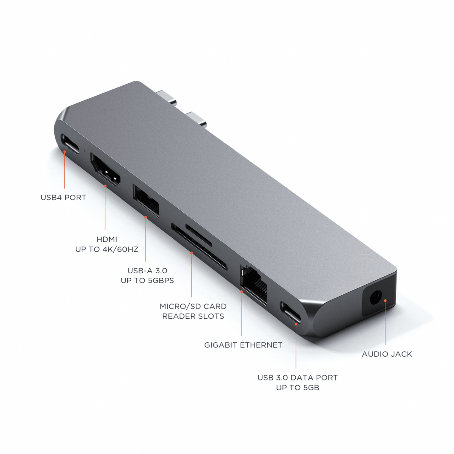 Satechi - Hochwertiger Dual USB-C Multiport Pro Hub Max für MacBook - Space Gray - Pazzar.ch