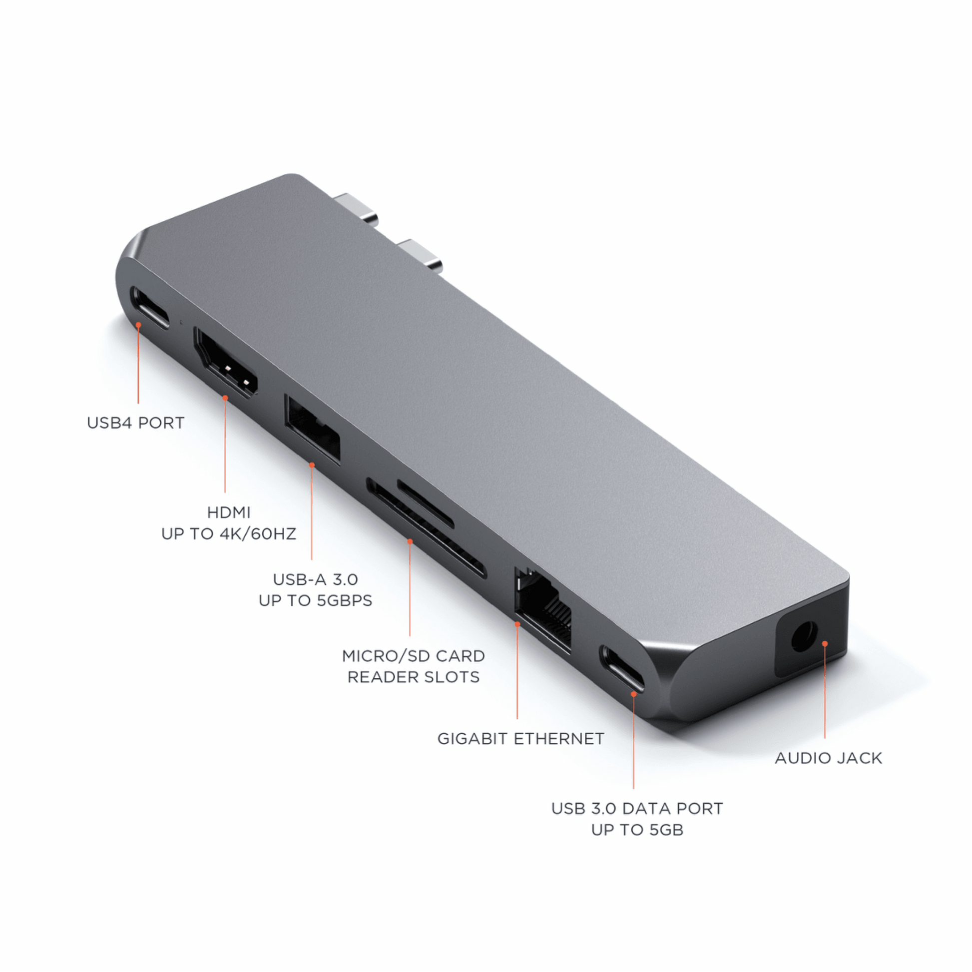 Satechi - Hochwertiger Dual USB-C Multiport Pro Hub Max für MacBook - Space Gray