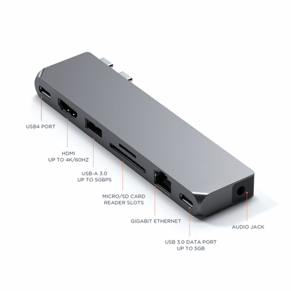 Satechi - Hochwertiger Dual USB-C Multiport Pro Hub Max für MacBook - Space Gray - Pazzar.ch