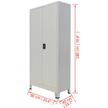 Büroschrank mit 2 Türen Stahl 90x40x180 cm Grau - Pazzar.ch