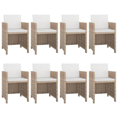 9-tlg. Garten-Essgruppe mit Auflagen Poly Rattan Beige - Pazzar.ch