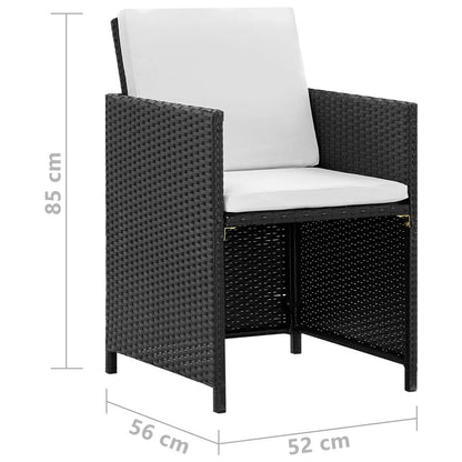 11-tlg. Garten-Essgruppe mit Auflagen Poly Rattan Schwarz - Pazzar.ch