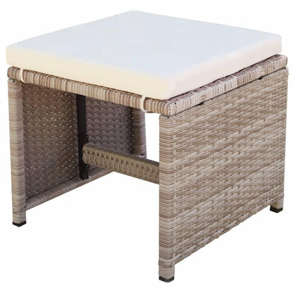 9-tlg. Garten-Essgruppe mit Auflagen Poly Rattan Beige - Pazzar.ch