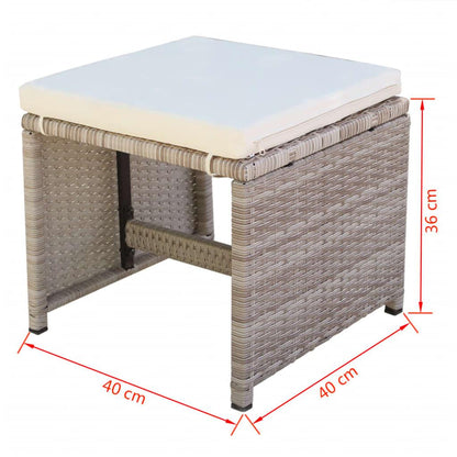 9-tlg. Garten-Essgruppe mit Auflagen Poly Rattan Beige - Pazzar.ch
