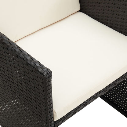 Gartenstühle 2 Stk. mit Polstern und Kissen Poly Rattan Schwarz - Pazzar.ch