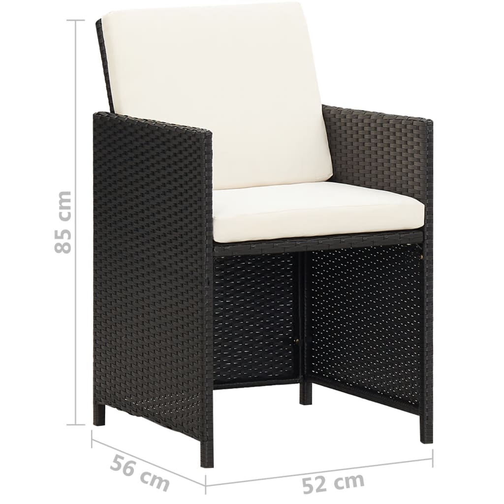 Gartenstühle 2 Stk. mit Polstern und Kissen Poly Rattan Schwarz - Pazzar.ch
