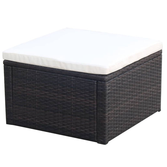 Hocker mit Kissen Poly Rattan 53×53×30 cm Braun - Pazzar.ch
