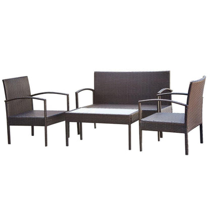4-tlg. Garten-Lounge-Set mit Auflagen Poly Rattan Braun - Pazzar.ch