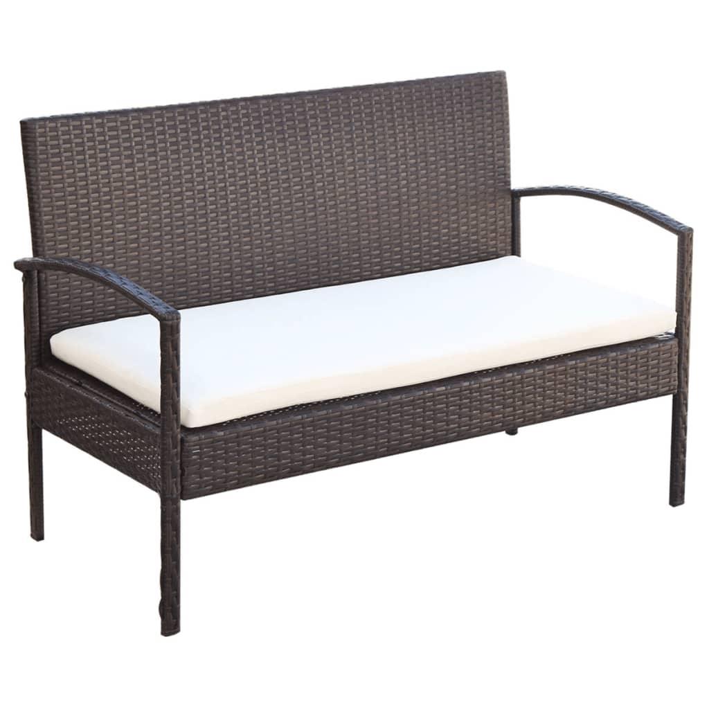 4-tlg. Garten-Lounge-Set mit Auflagen Poly Rattan Braun - Pazzar.ch