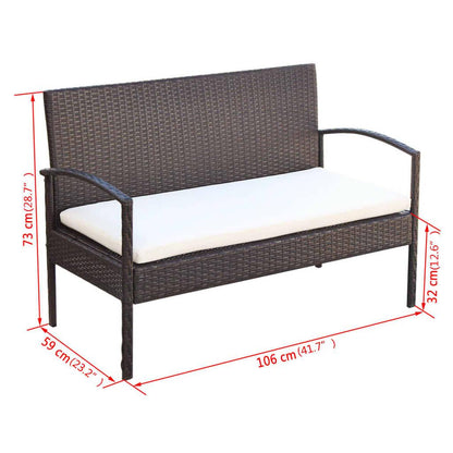 4-tlg. Garten-Lounge-Set mit Auflagen Poly Rattan Braun - Pazzar.ch