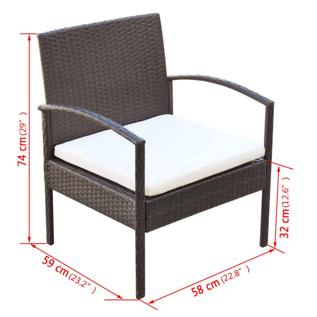 4-tlg. Garten-Lounge-Set mit Auflagen Poly Rattan Braun - Pazzar.ch