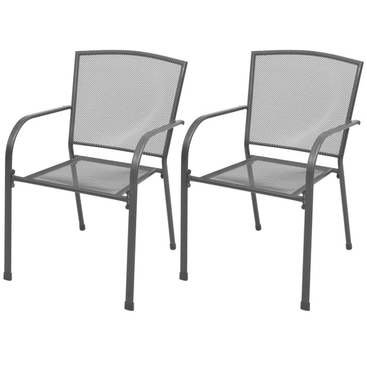 Stapelbare Gartenstühle 2 Stk. Stahl Grau - Pazzar.ch