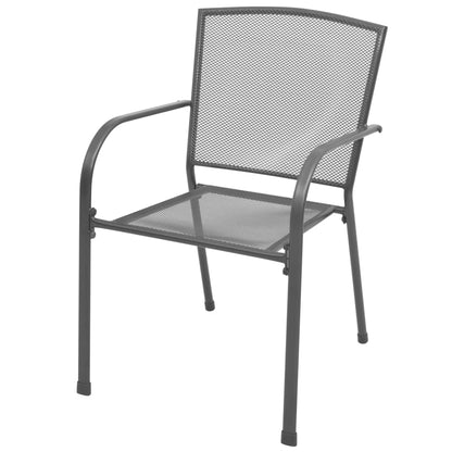 Stapelbare Gartenstühle 2 Stk. Stahl Grau - Pazzar.ch