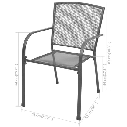 Stapelbare Gartenstühle 2 Stk. Stahl Grau - Pazzar.ch